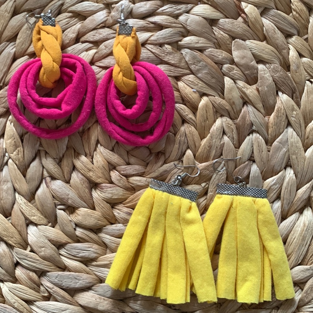 🪩3 for $25. Handmade fabric earrings set